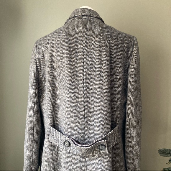 J.G. Hook | Vintage Wool Double Breasted Herringbone Trench Duster Coat - Picture 5 of 14